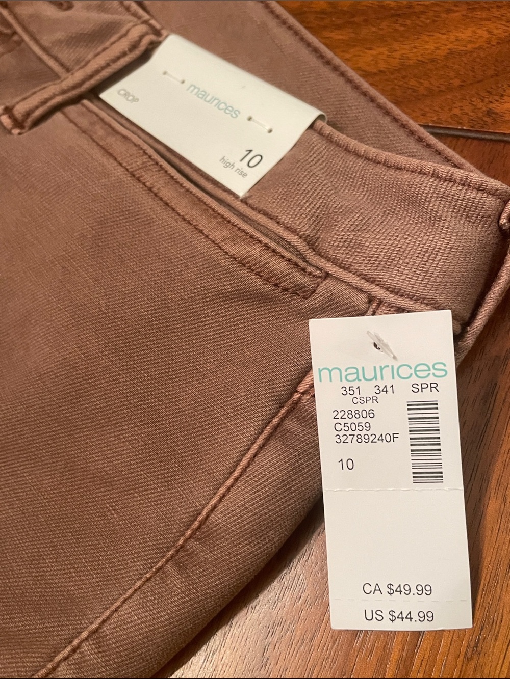 Maurices Women's High-Rise Cropped Wide Leg in Light Brown M91 - Picture 2 of 9